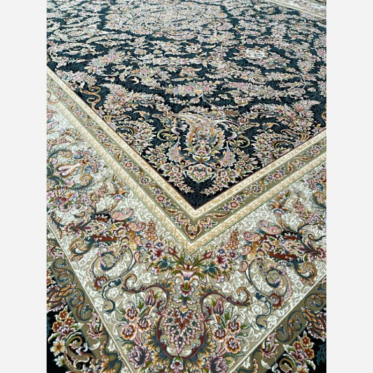 فرش 1200 شانه تبریز زرنگار سرمه ای اکرولیک (پس کرایه)