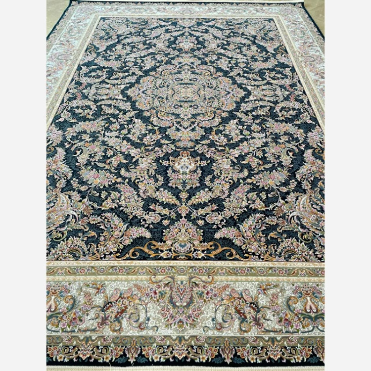 فرش 1200 شانه تبریز زرنگار سرمه ای اکرولیک (پس کرایه)