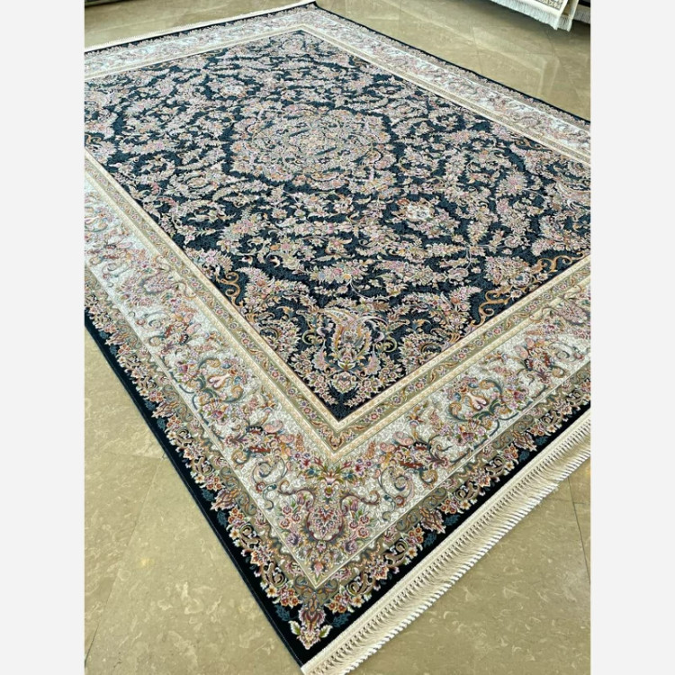 فرش 1200 شانه تبریز زرنگار سرمه ای اکرولیک (پس کرایه)