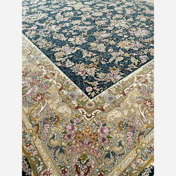 فرش 1200 شانه تبریز آریا سرمه ای اکرولیک (پس کرایه)