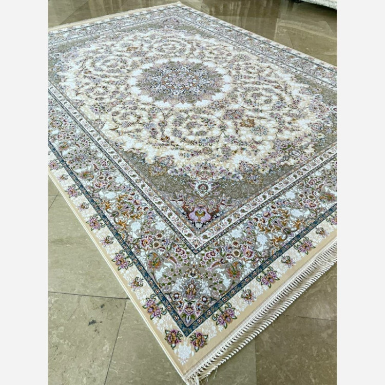 فرش 1200 شانه تبریز مه گل کرم اکرولیک (پس کرایه)