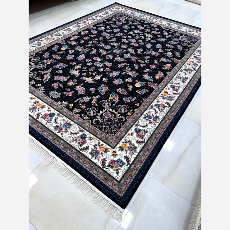 فرش 700 شانه افشان طرح گیلدا سرمه ای