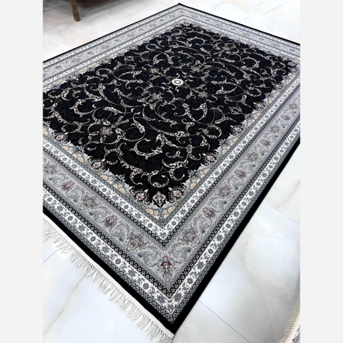 فرش 700 شانه طلاکوب طرح آرما سرمه ای