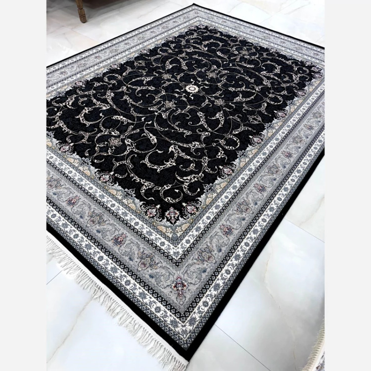فرش 700 شانه طلاکوب طرح آرما سرمه ای