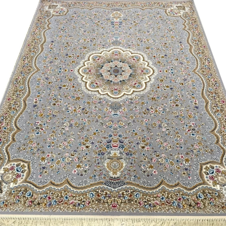 فرش 1200 شانه ترنج دار نقره ای اکرولیک
