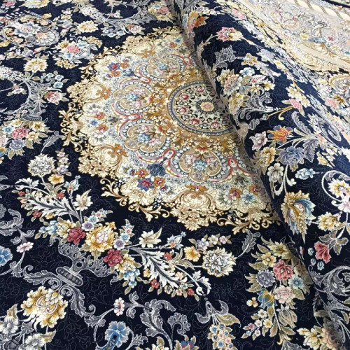 فرش 1200 شانه ترنج دار سرمه ای اکرولیک (پس کرایه)