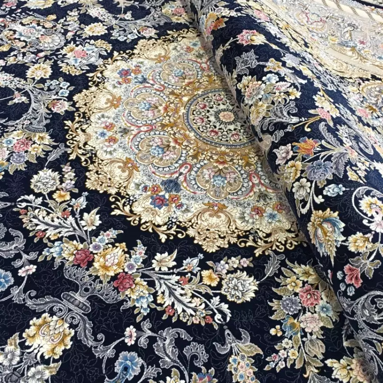 فرش 1200 شانه ترنج دار سرمه ای اکرولیک (پس کرایه)