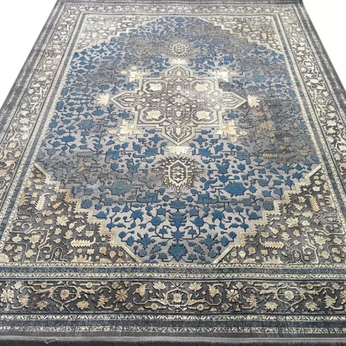 فرش 1200 شانه ترنج دار هریس آبی اکرولیک (پس کرایه)