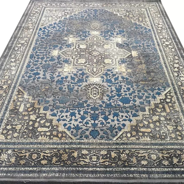 فرش 1200 شانه ترنج دار هریس آبی اکرولیک (پس کرایه)