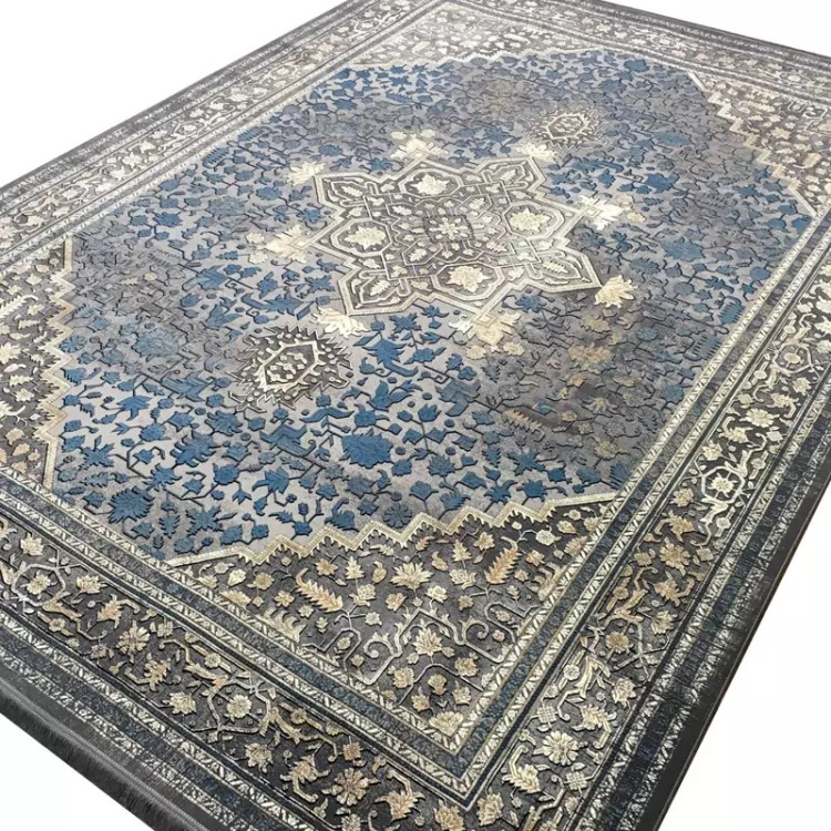 فرش 1200 شانه ترنج دار هریس آبی اکرولیک (پس کرایه)