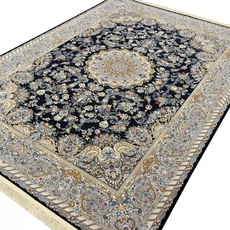 فرش 1200 شانه ترنج دار سرمه ای اکرولیک (پس کرایه)