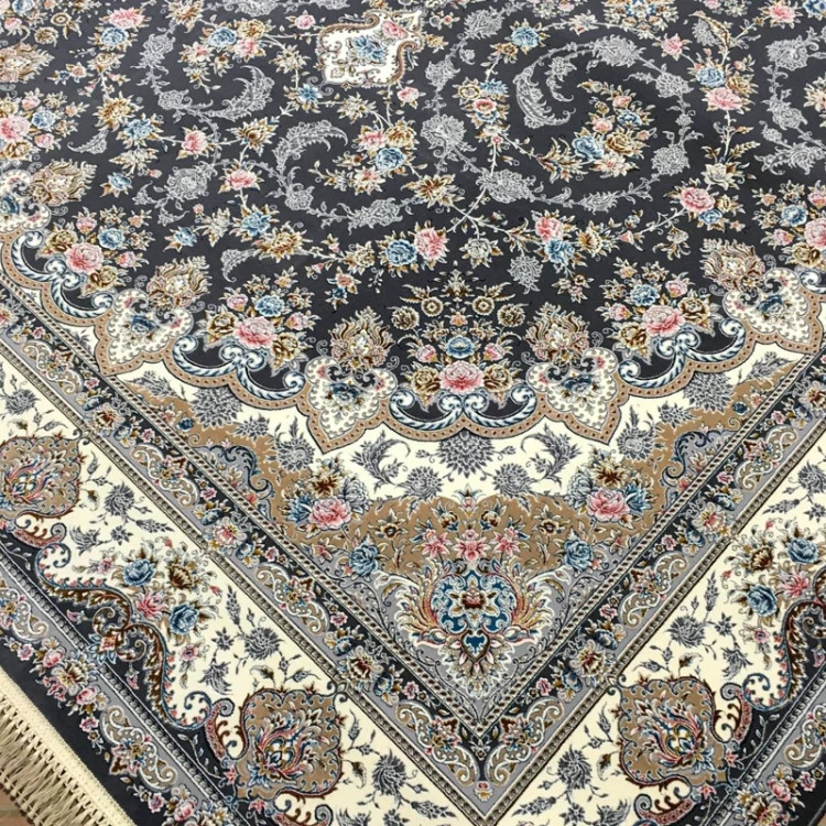 فرش 1200 شانه نقشه ترنج دار دودی اکرولیک
