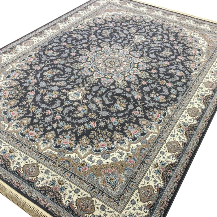 فرش 1200 شانه نقشه ترنج دار دودی اکرولیک