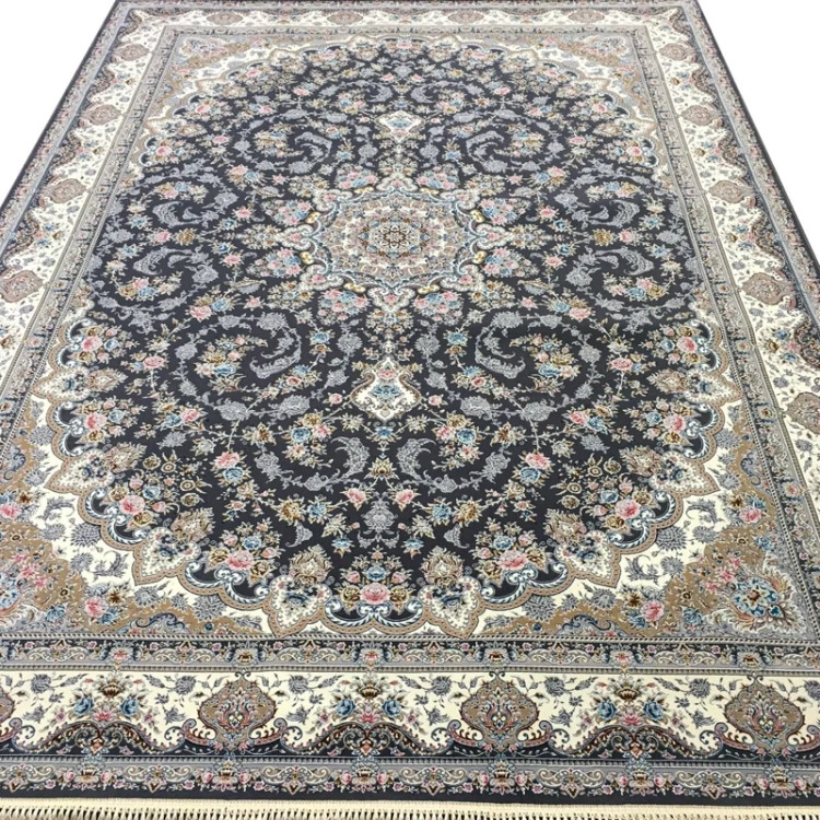 فرش 1200 شانه نقشه ترنج دار دودی اکرولیک