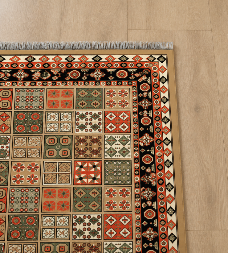 گلیم پونه بادامی قهوه ای | ۳۲۰ شانه تراکم 620
